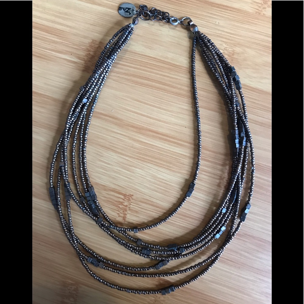 Copper Bronze Color Beaded Multi-strand Necklace